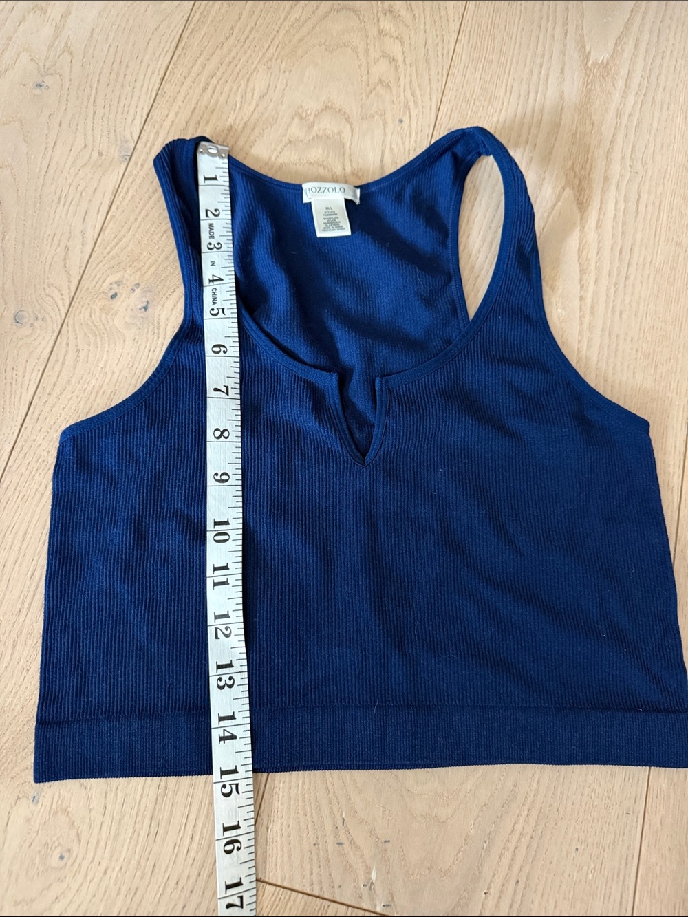 Navy Ribbed Racerback Crop Tank bozzolo - Picture 3 of 4